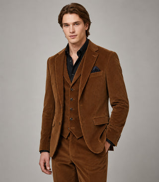 Shop Men's Corduroy Solid Brown 3 Piece Suit - Suit Heritage