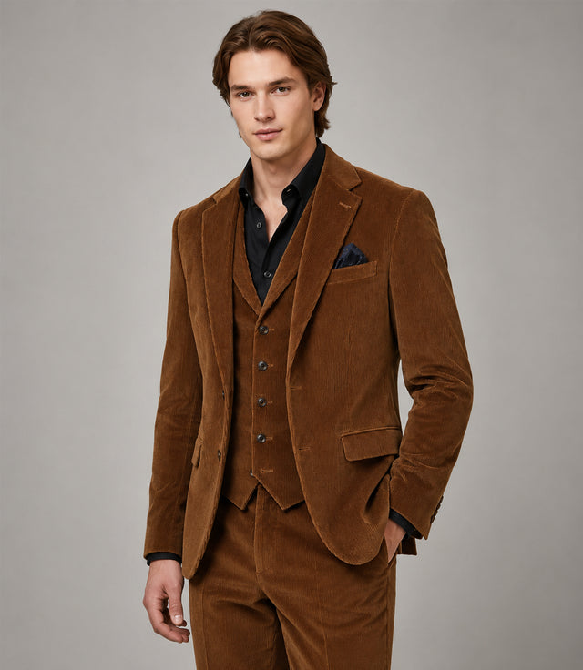 Shop Men's Corduroy Solid Brown 3 Piece Suit - Suit Heritage