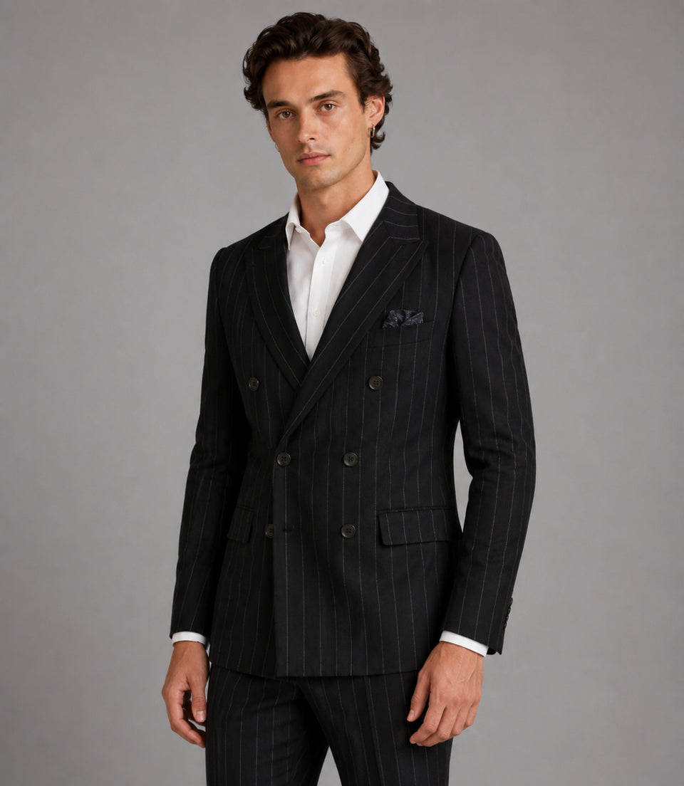 Shop Men's Cotton Pinstripe Double Breasted 2 Piece Suit - Suit Heritage