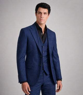 Shop Men's Cotton Plaid Blue 3 Piece Suit - Suit Heritage