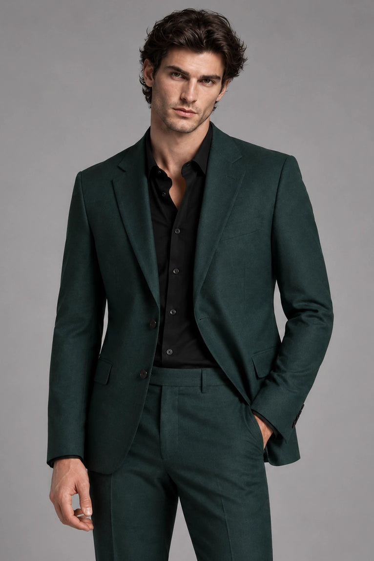 Shop Men's Cotton Solid Dark Green 2 Piece Suit -  Suit Heritage