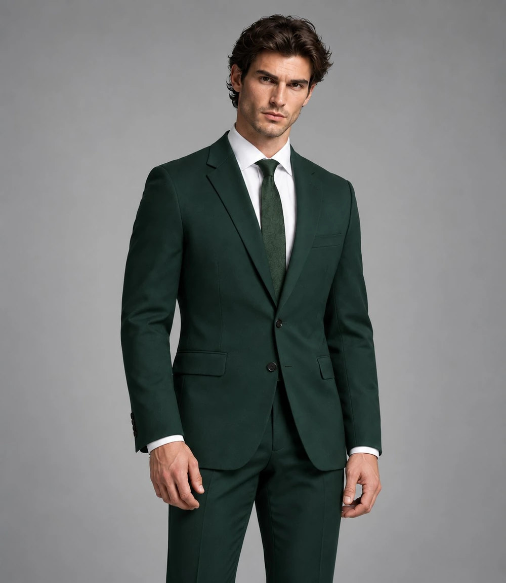 Shop Men's Dark Green Single Breated Suit  -  Suit Heritage