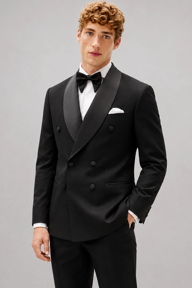 Shop Men's  Double Breasted black Groomsmen Tuxedo -  Suit Heritage