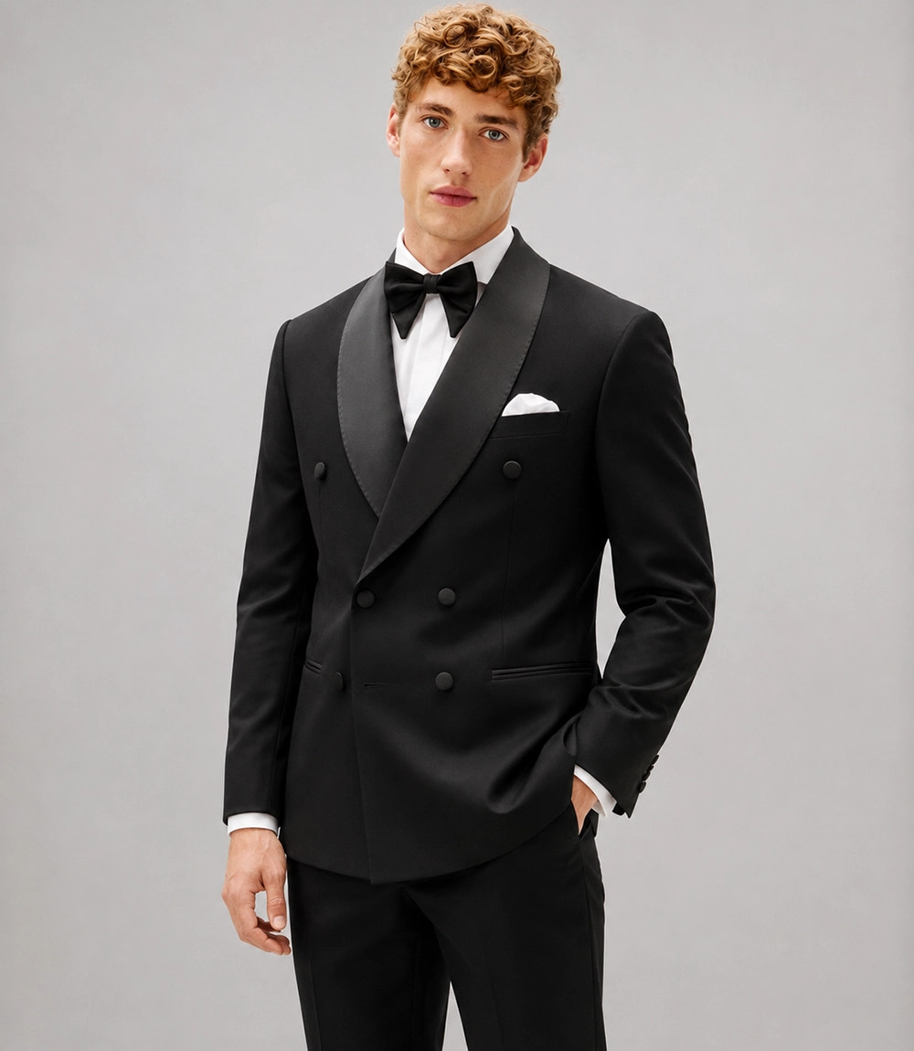 Shop Men's  Double Breasted black Groomsmen Tuxedo -  Suit Heritage
