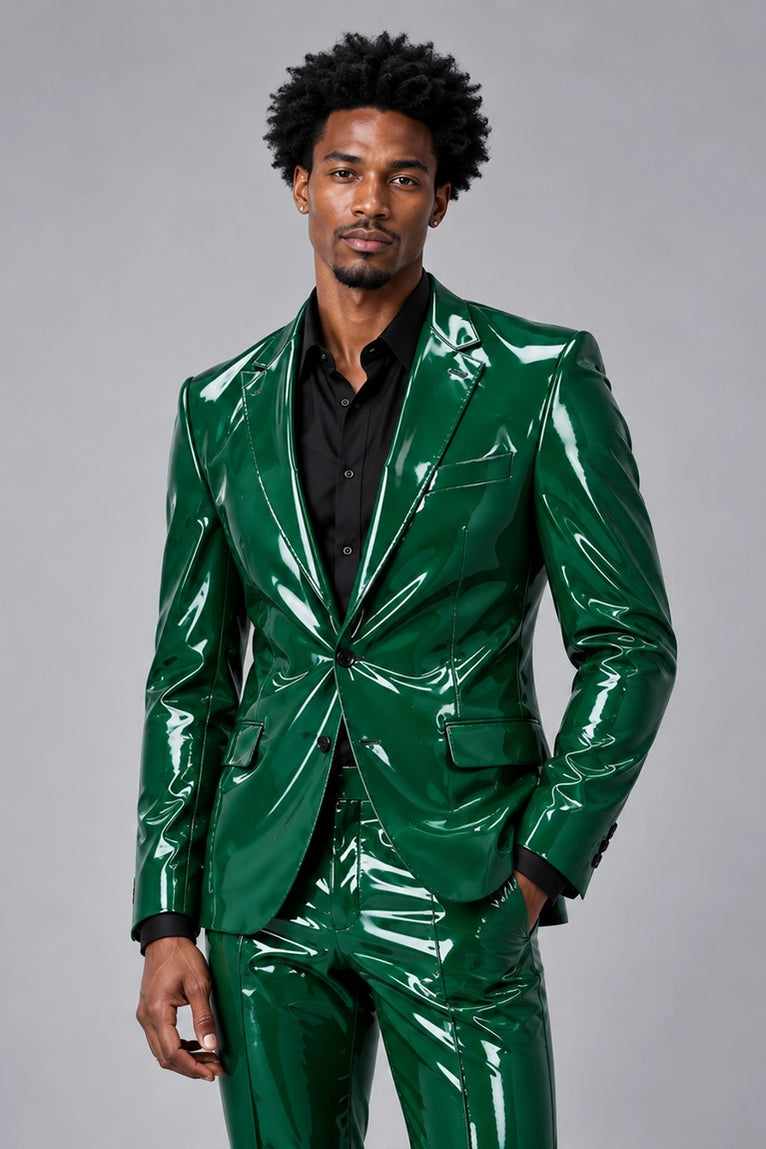 Shop Men's Emerald Green PU Leather Suit - Suit Heritage