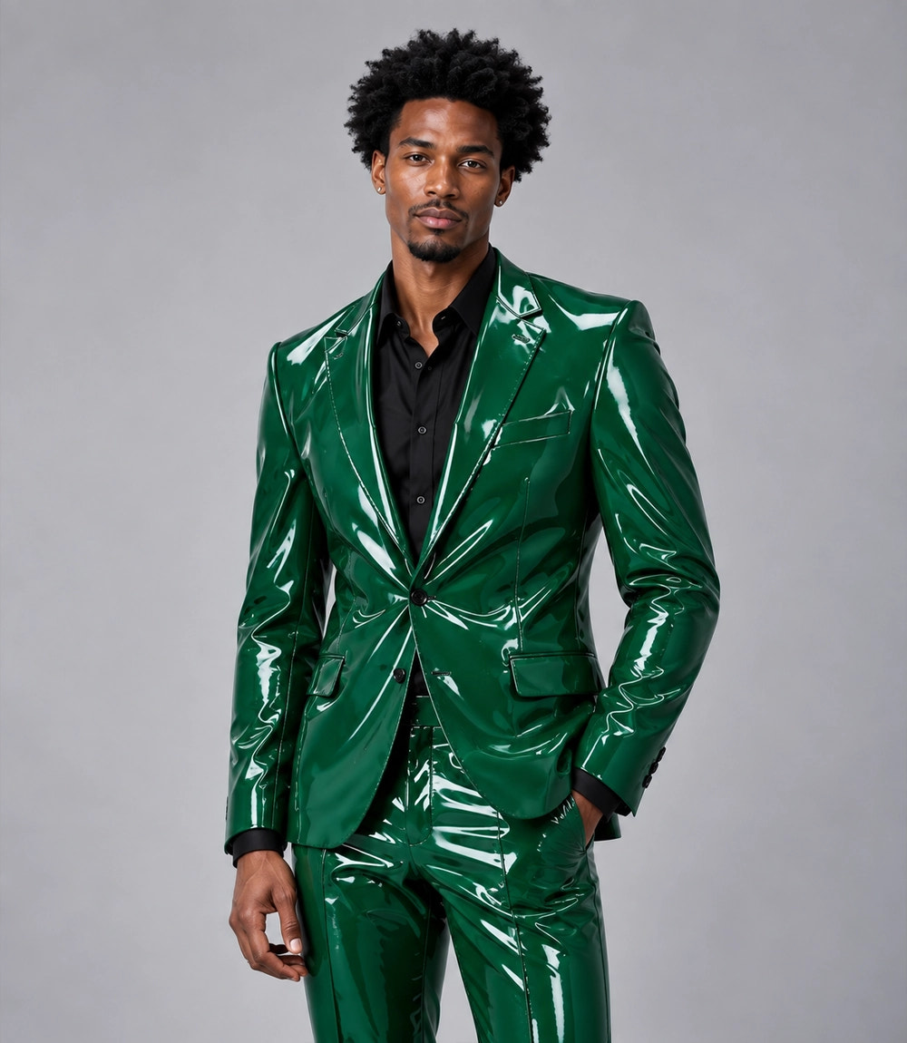 Shop Men's Emerald Green PU Leather Suit - Suit Heritage