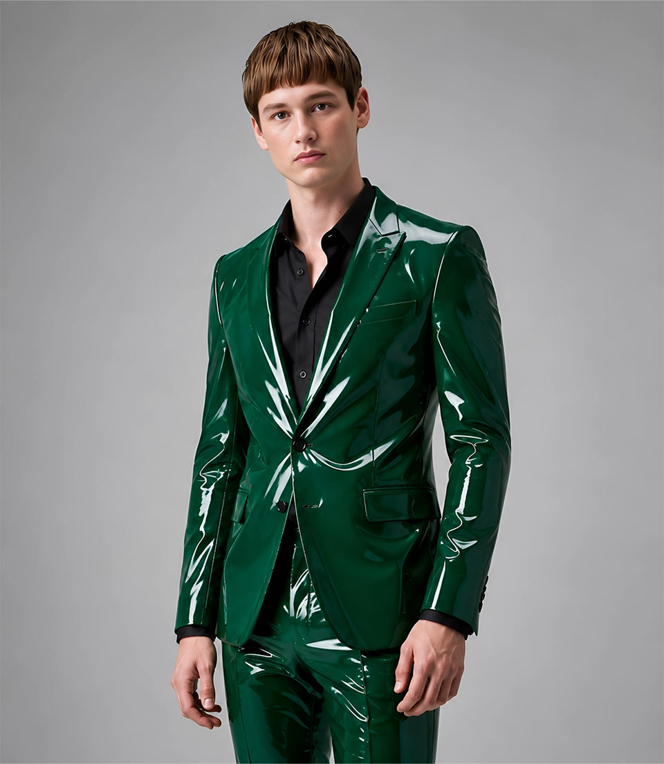 Shop Men's Emerald Green PU Leather Suit - Suit Heritage