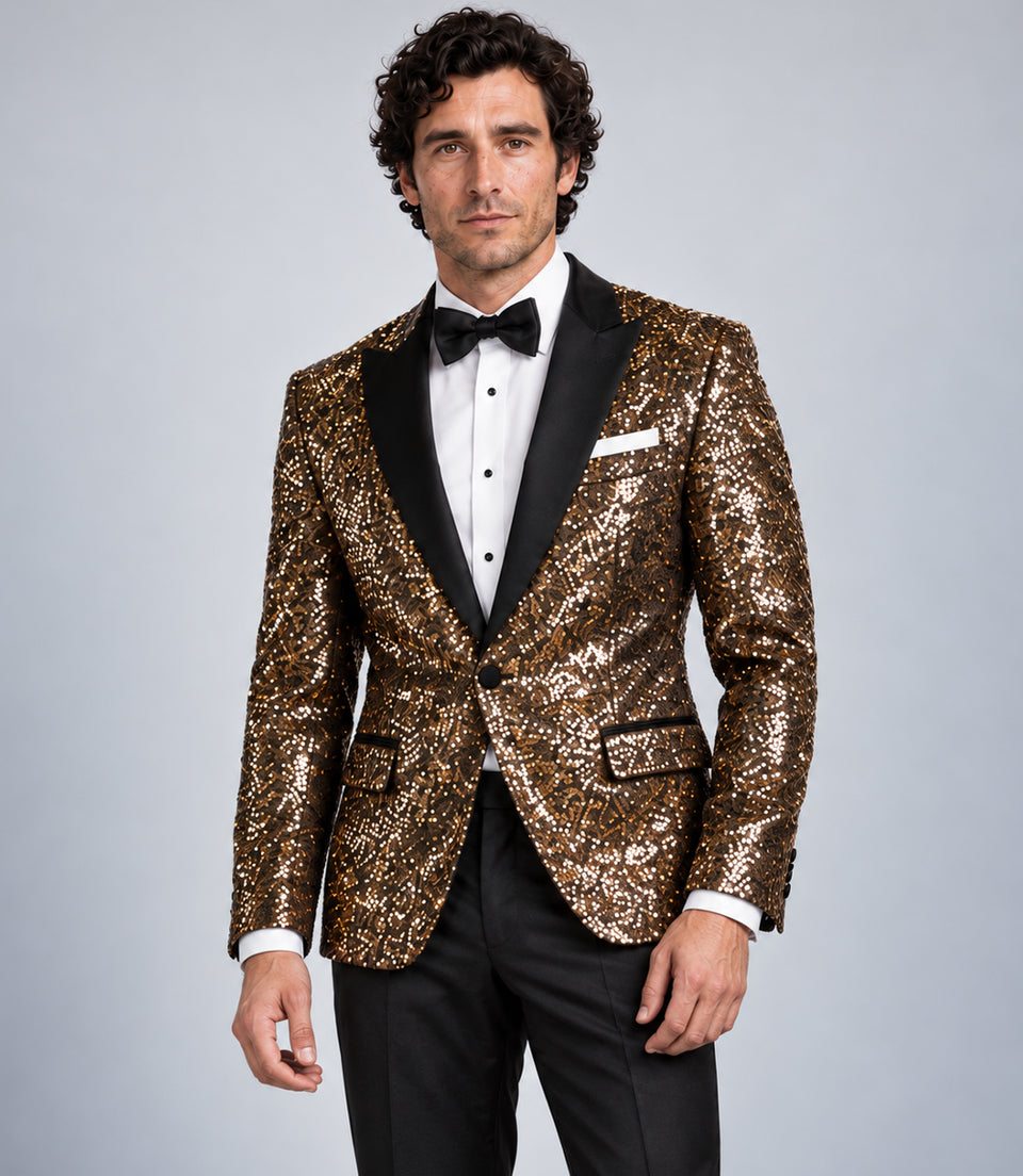 Shop Men’s Gold Sequin Tuxedo -  Suit Heritage
