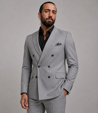 Shop Men's Gray Pinstripe Double Breasted 2 Piece Suit - Suit Heritage