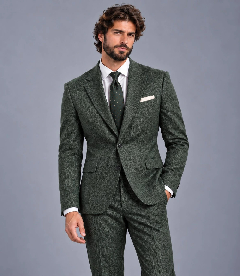Shop Men's Green Herringbone Tweed Suit -  Suit Heritage