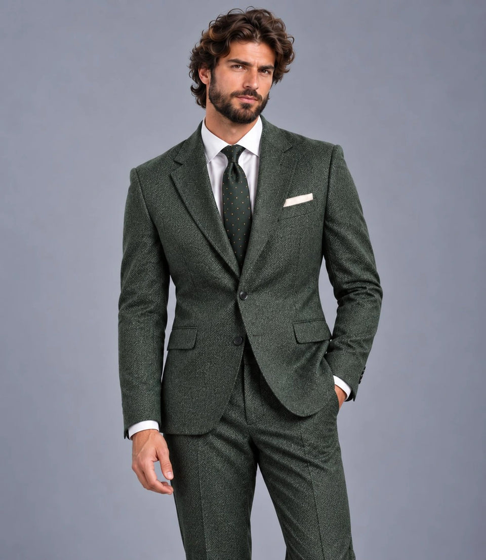 Shop Men's Green Herringbone Tweed Suit -  Suit Heritage