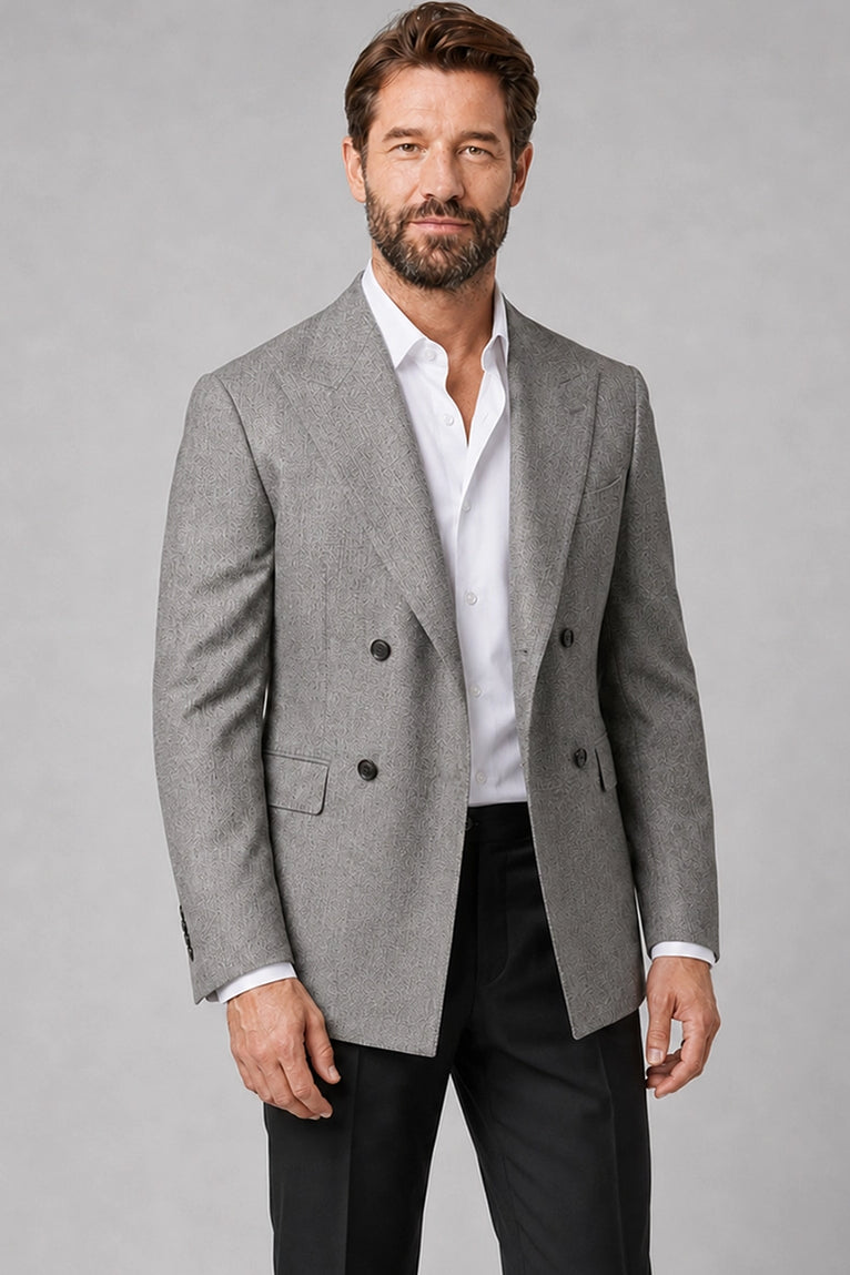 Shop Men's Grey Double Breasted Business Suit - Suit Heritage