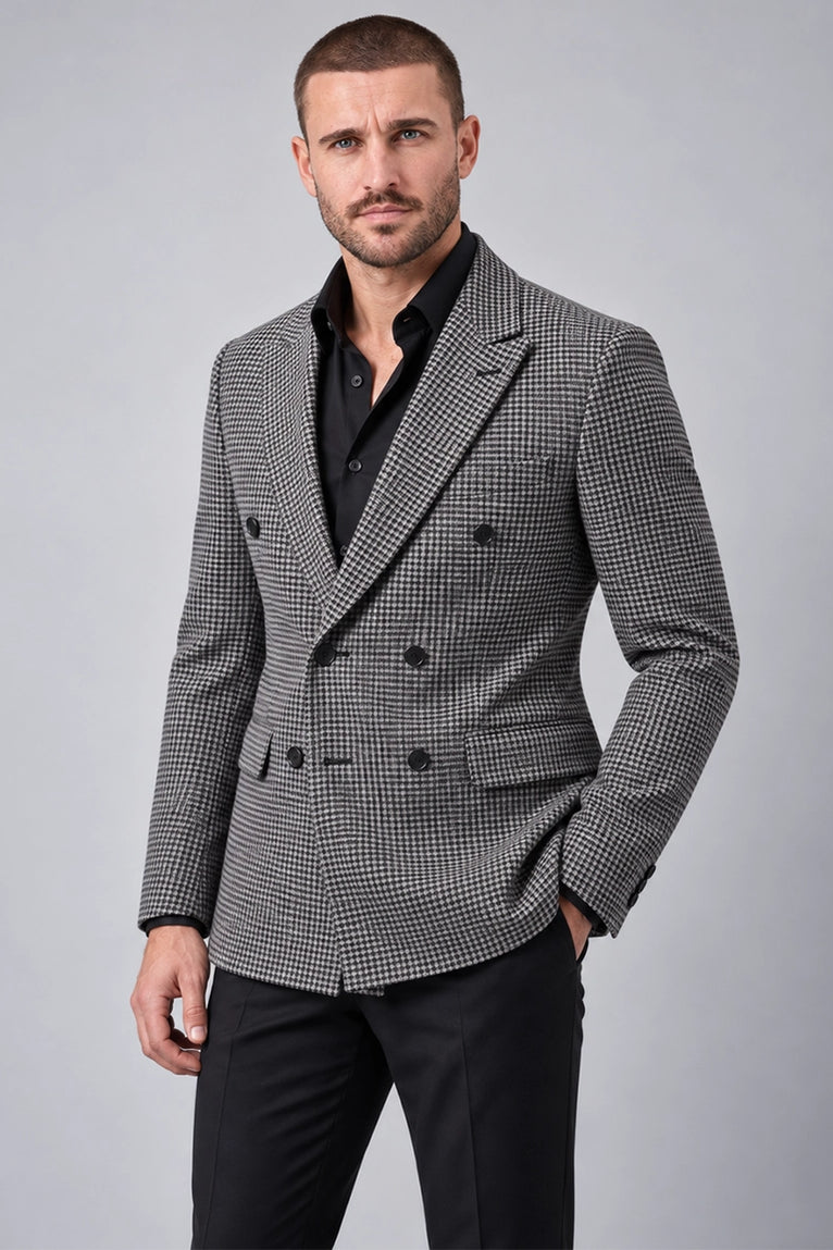Shop Men's Grey Houndstooth Cotton 2 Piece Suit - Suit Heritage