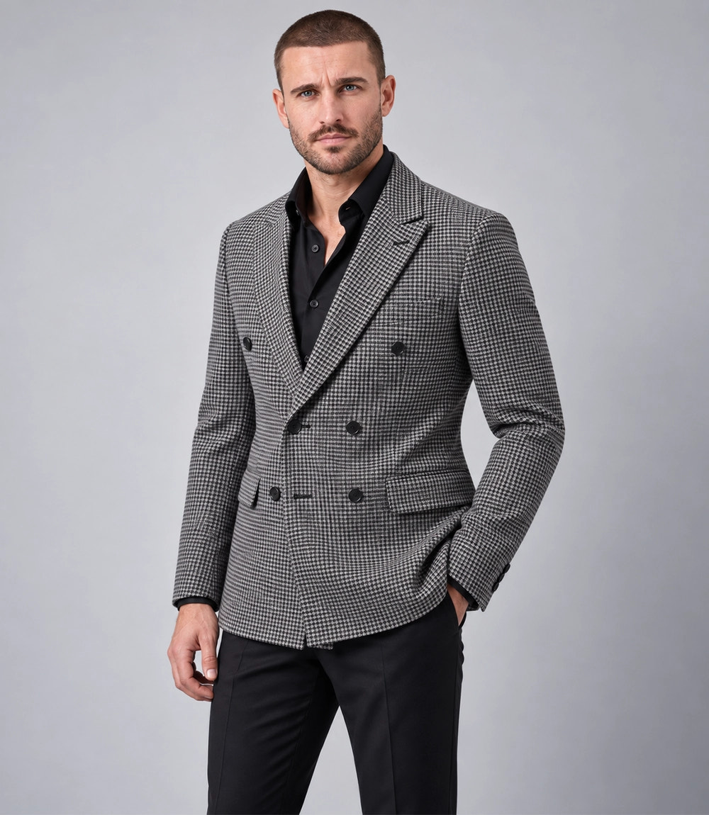 Shop Men's Grey Houndstooth Cotton 2 Piece Suit - Suit Heritage