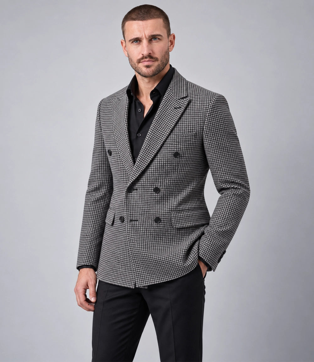 Shop Men's Grey Houndstooth Cotton 2 Piece Suit - Suit Heritage