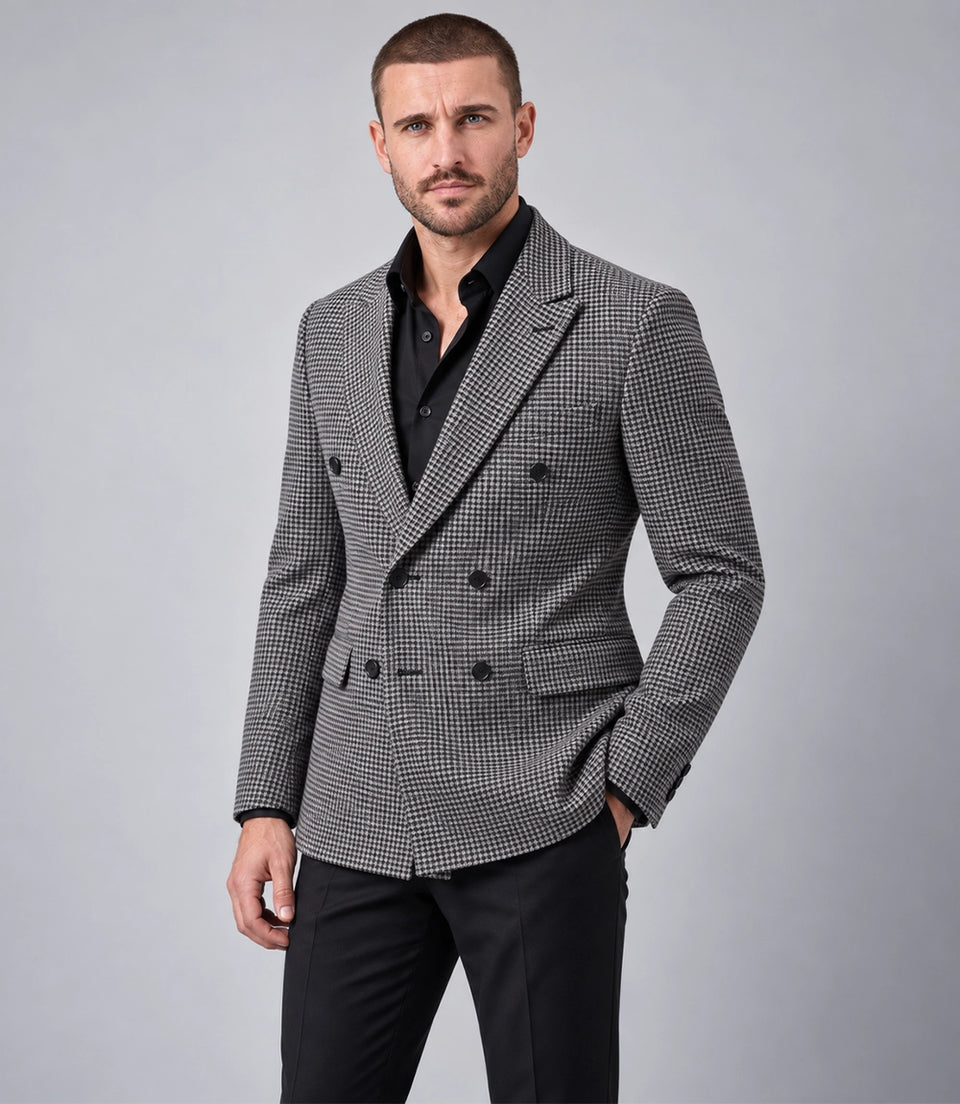 Shop Men's Grey Houndstooth Cotton 2 Piece Suit - Suit Heritage