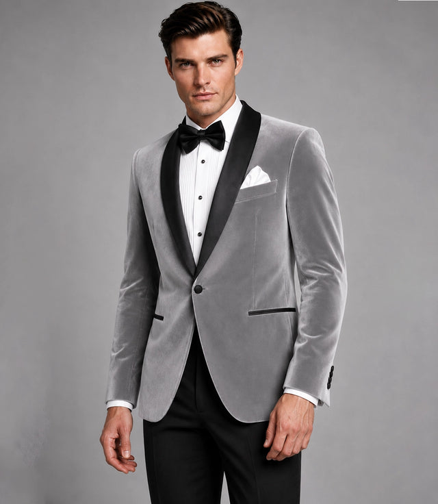 Shop Men's Grey Velvet Tuxedo - Suit Heritage