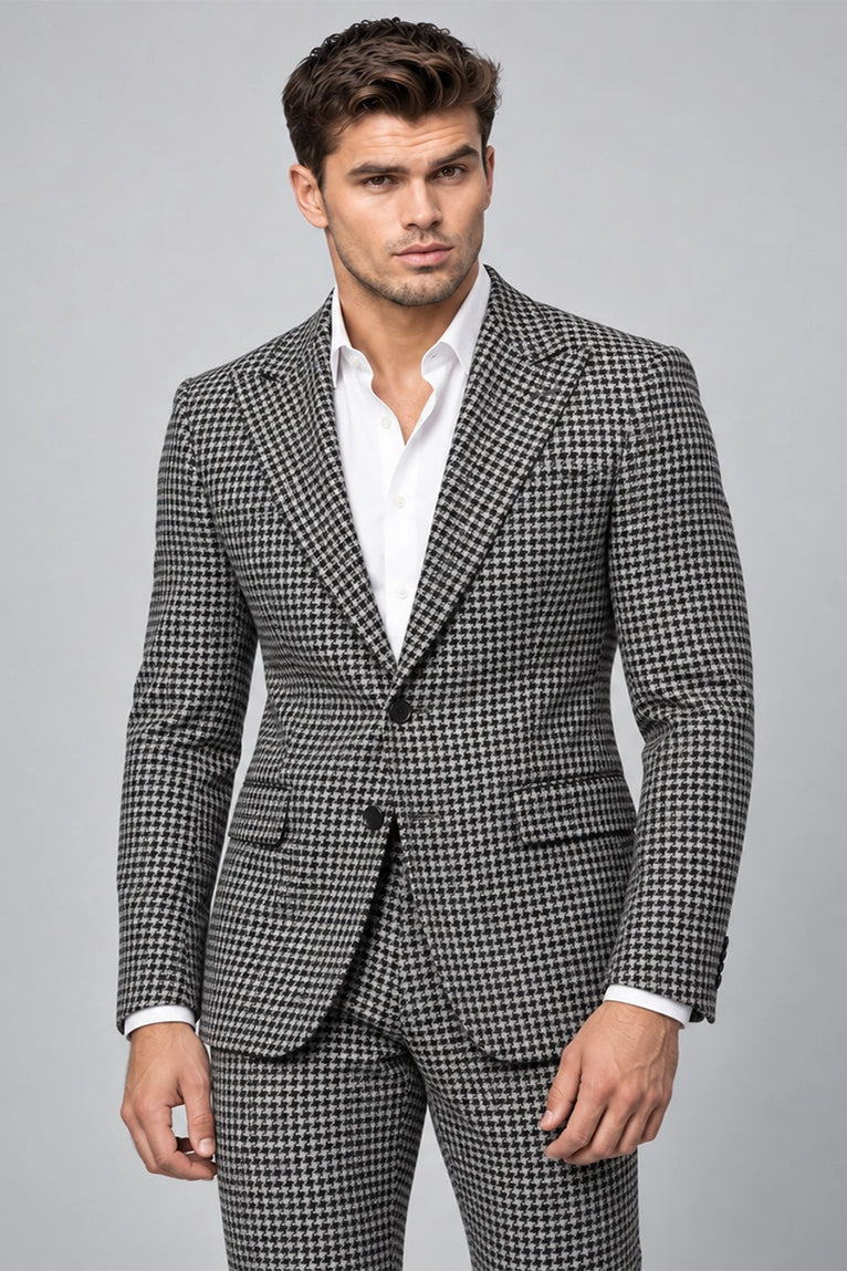 Shop Men's Houndstooth Wool Blend 2 Piece Suit - Suit Heritage