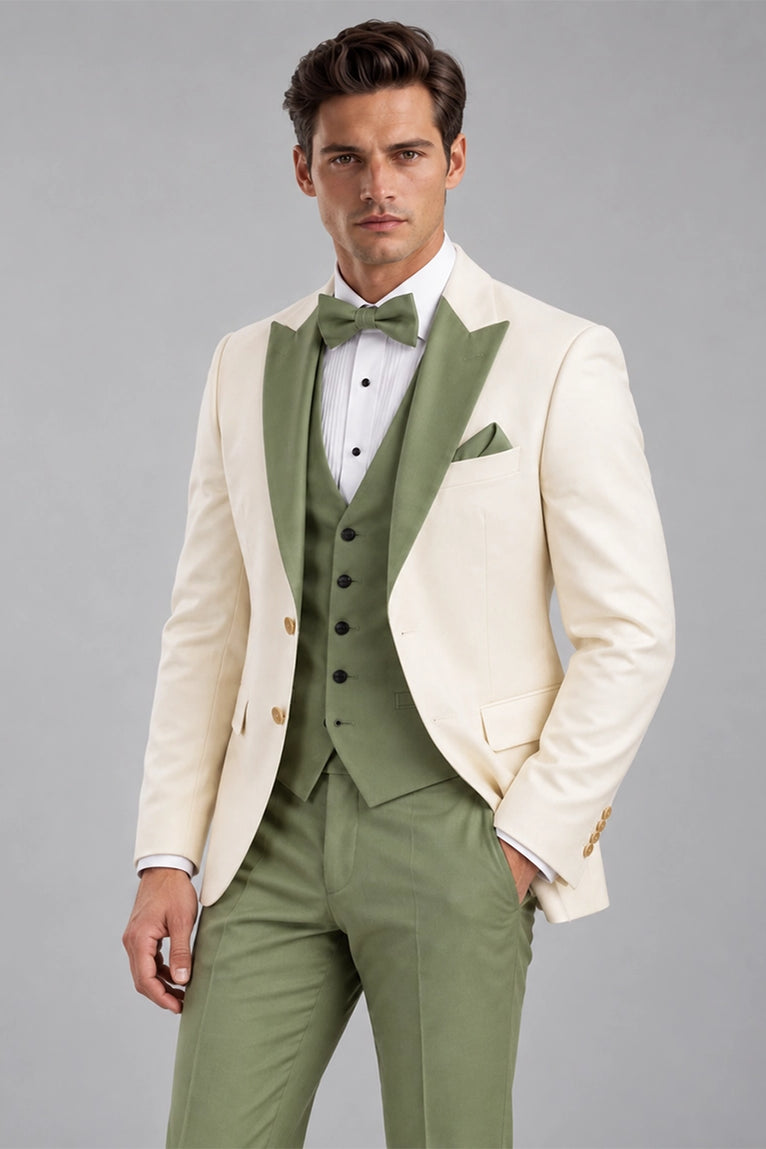 Shop Men's Ivory And Sage Green Wedding Tuxedo - Suit Heritage