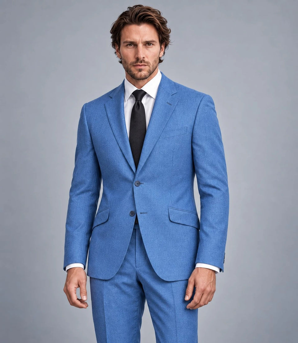 Shop Men's Medium Blue Cotton Suit -  Suit Heritage