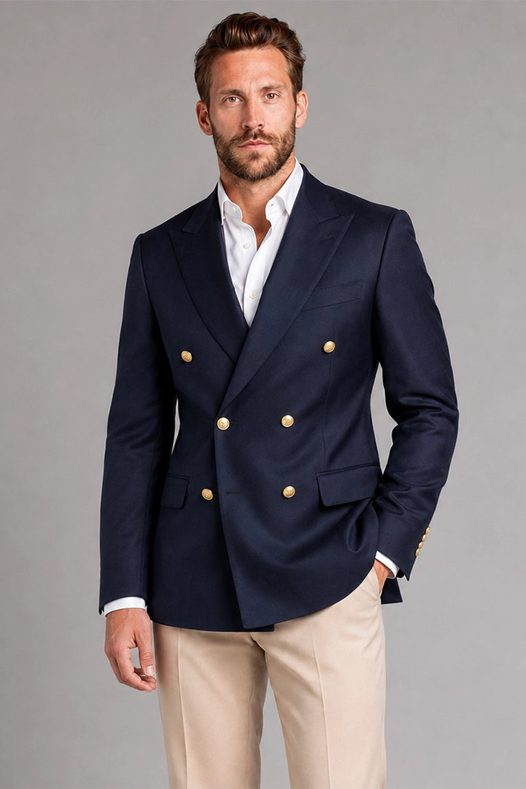 Shop Men's Navy & Beige Double Breasted Suit - Suit Heritage