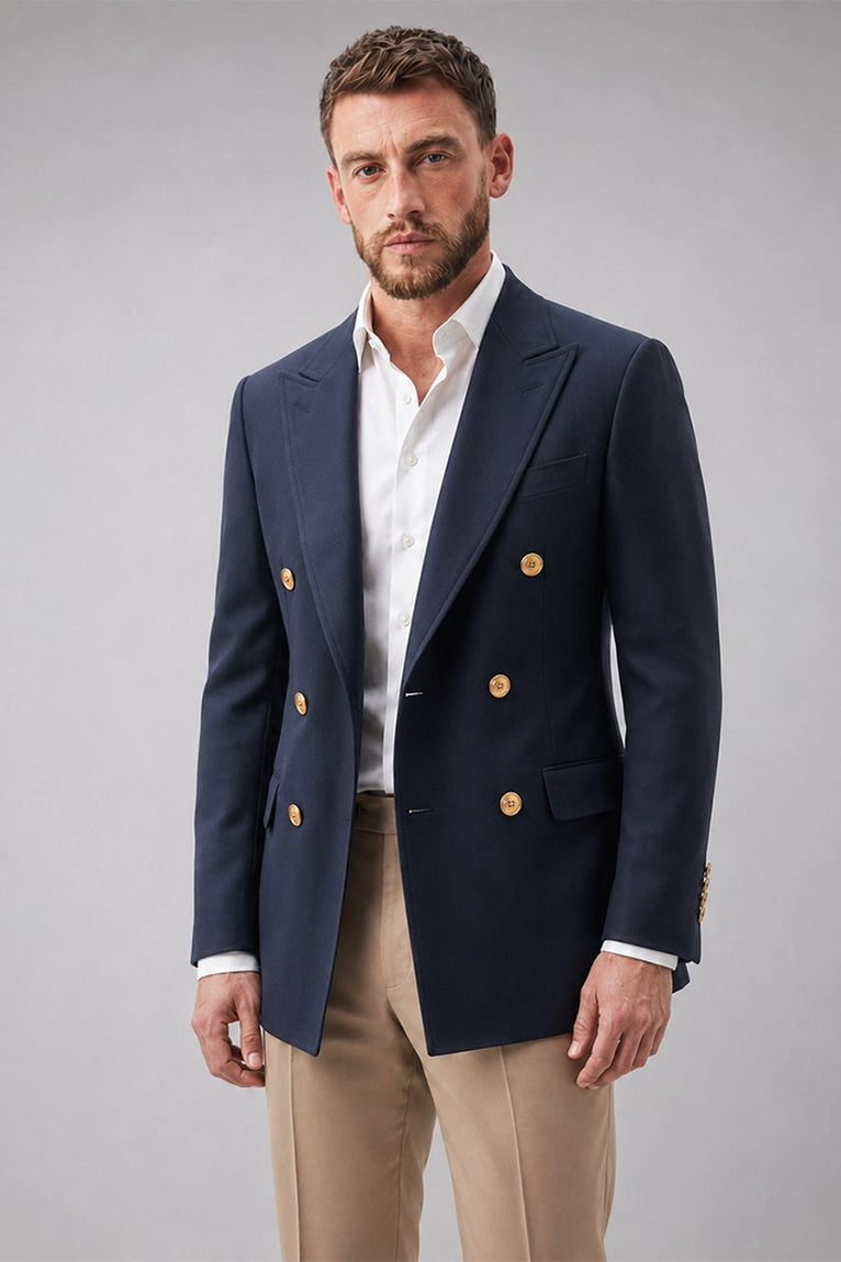 Shop Men's Navy Double Breasted Business Suit - Suit Heritage