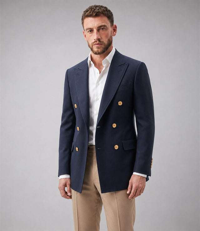Shop Men's Navy Double Breasted Business Suit - Suit Heritage
