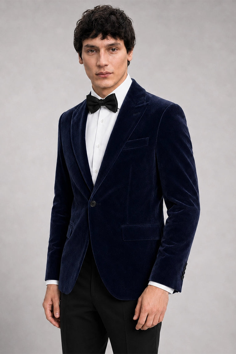 Shop Men's Navy Tailored Velvet Tuxedo - Suit Heritage