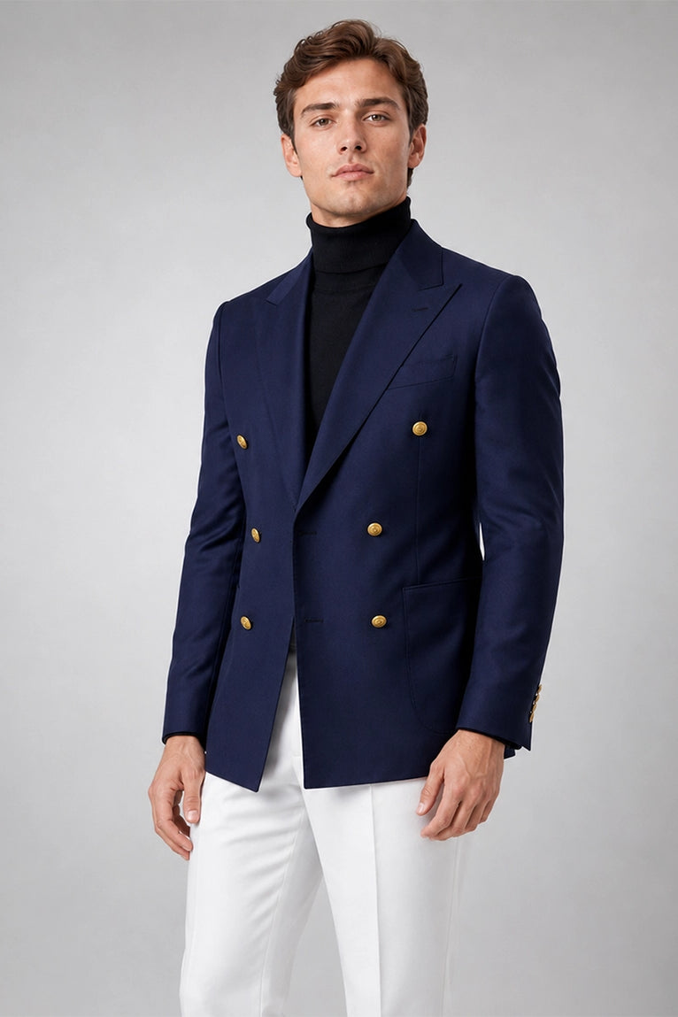 Shop Men's Navy & White Double Breasted Suit - Suit Heritage