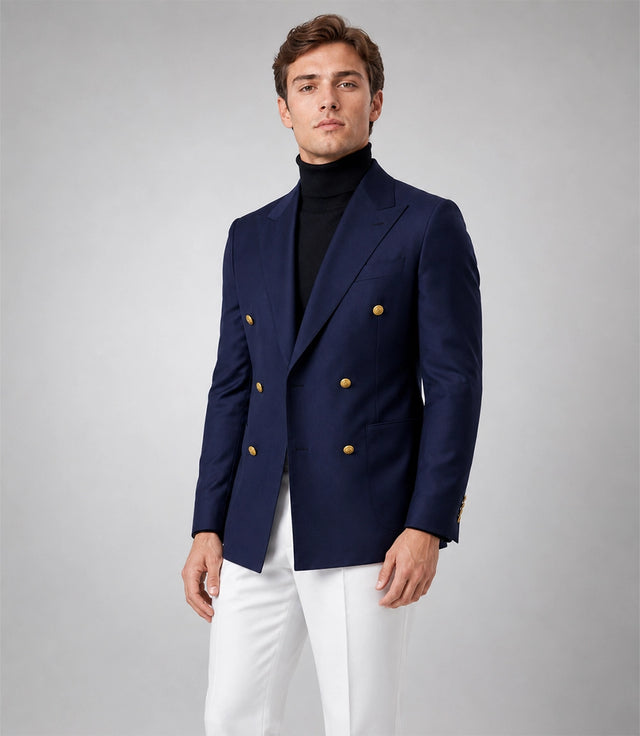 Shop Men's Navy & White Double Breasted Suit - Suit Heritage