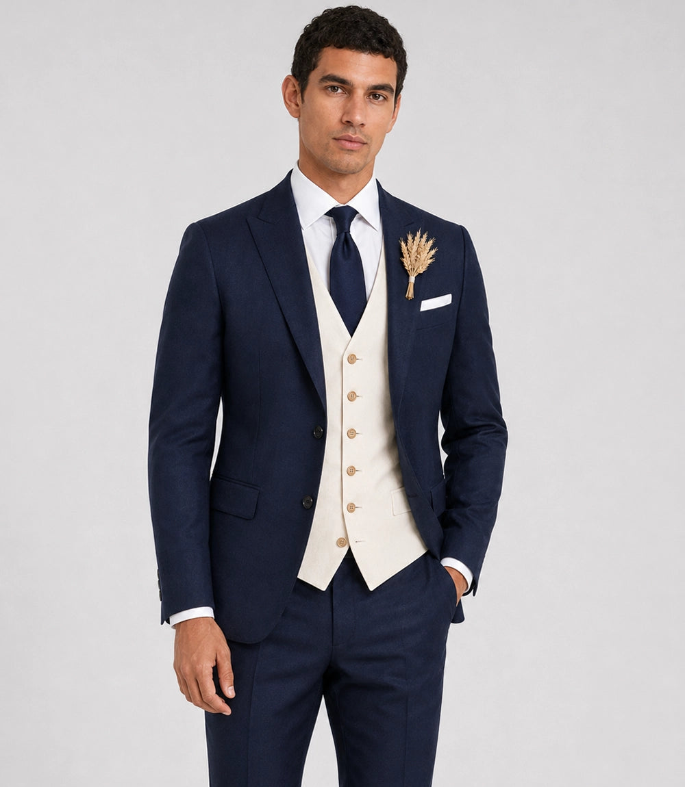 Shop Men’s Navy and Ivory 3 Piece Wedding Suit  - Suit Heritage