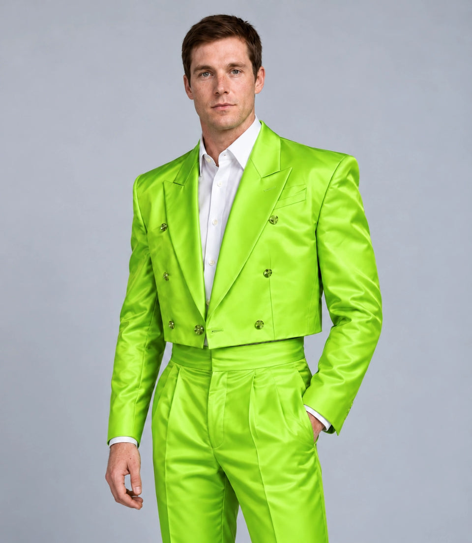 Shop Men's Neon Lime Green Cropped Party Suit -  Suit Heritage