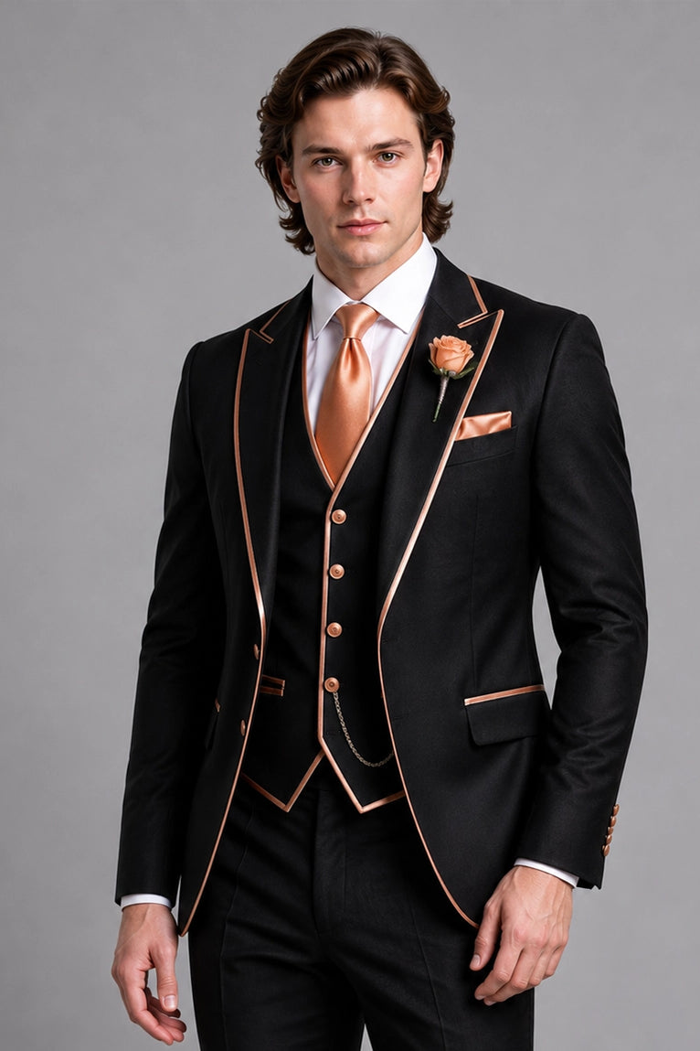 Shop Men's Peak Lapel Groom Wedding 3 Piece Suit - Suit Heritage