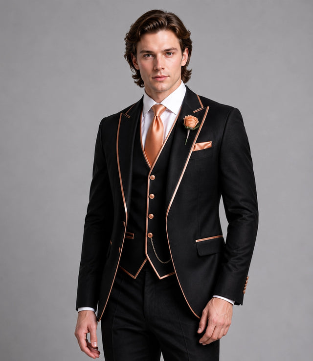 Shop Men's Peak Lapel Tuxedo Groom Wedding 3 Piece Suit - Suit Heritage