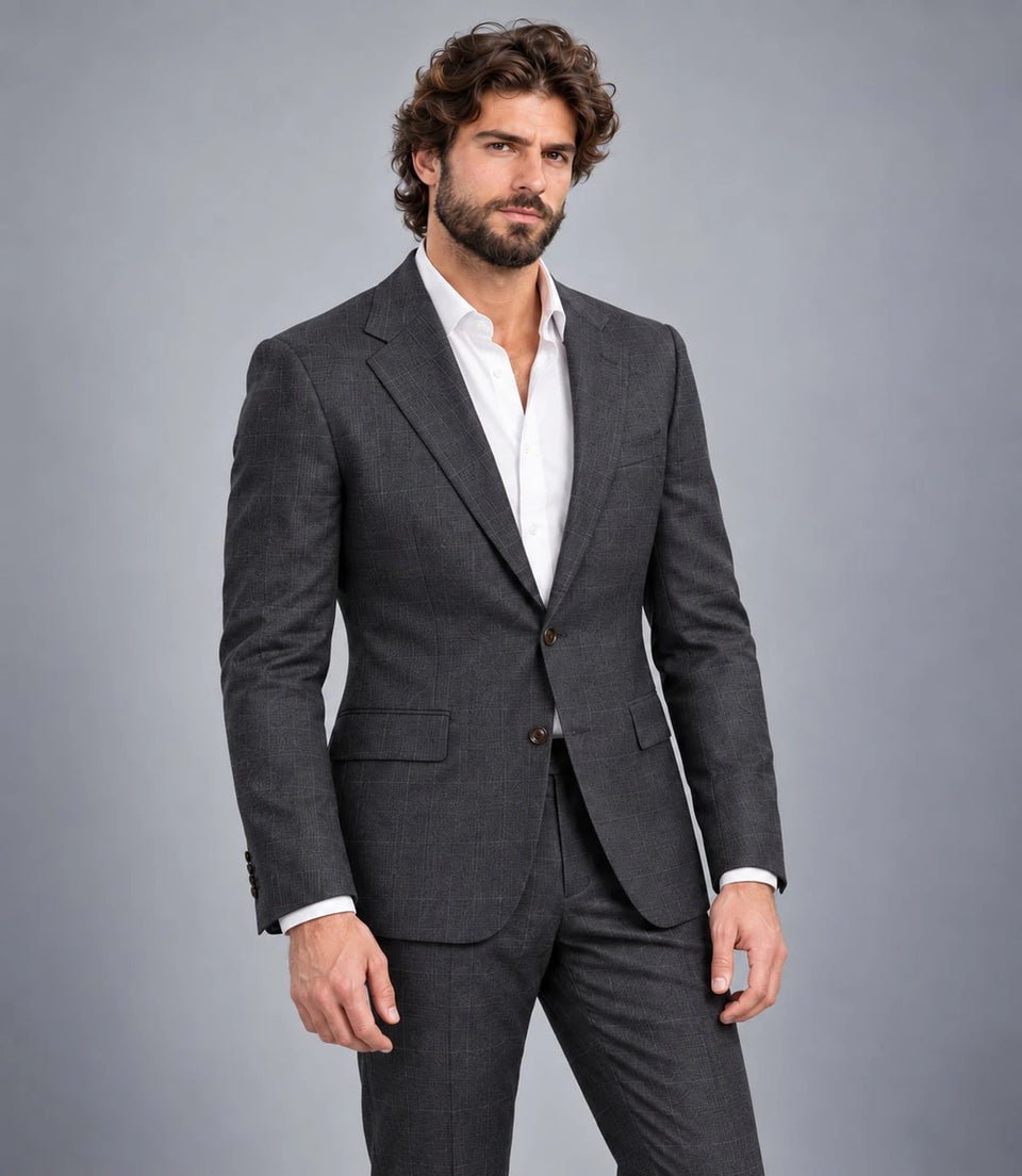 Shop Men's Plaid Charcoal Grey Suit -  Suit Heritage