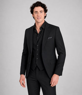 Shop Men's Polyester Solid Black 3 Piece Suit - Suit Heritage