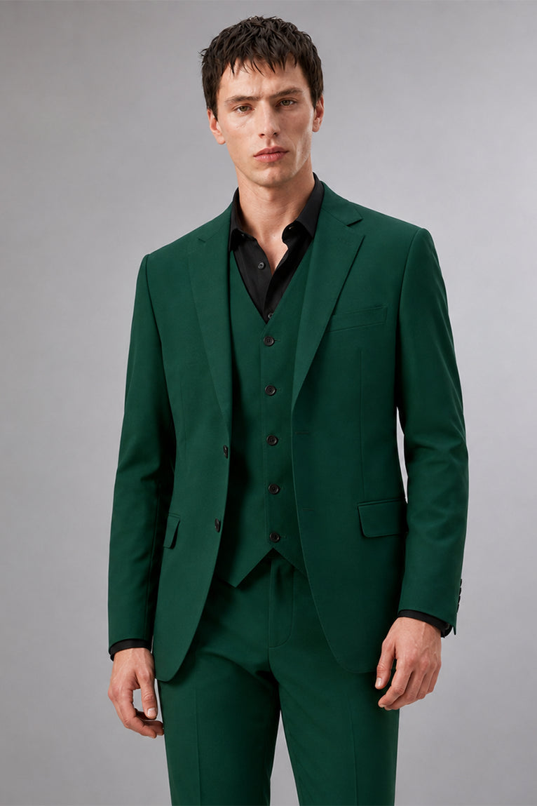 Shop Men's Polyester Solid Green 3 Piece Suit - Suit Heritage