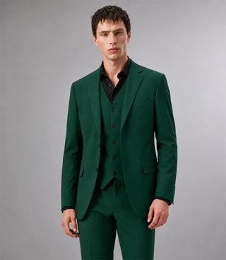Shop Men's Polyester Solid Green 3 Piece Suit - Suit Heritage
