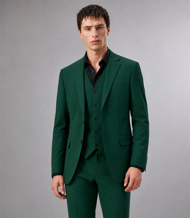 Shop Men's Polyester Solid Green 3 Piece Suit - Suit Heritage