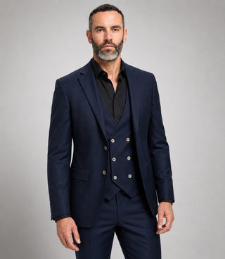 Shop Men's Polyester Solid Navy 3 Piece Suit - Suit Heritage