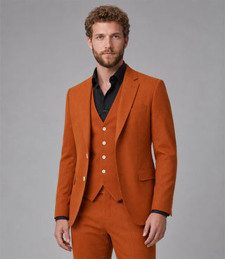 Shop Men's Polyester Solid Orange 3 Piece Suit - Suit Heritage