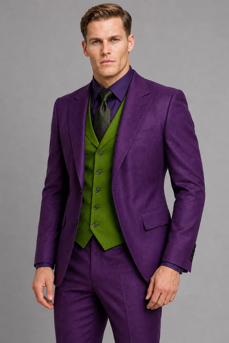Shop Men's Purple Joker 3 Piece Wedding Suit - Suit Heritage