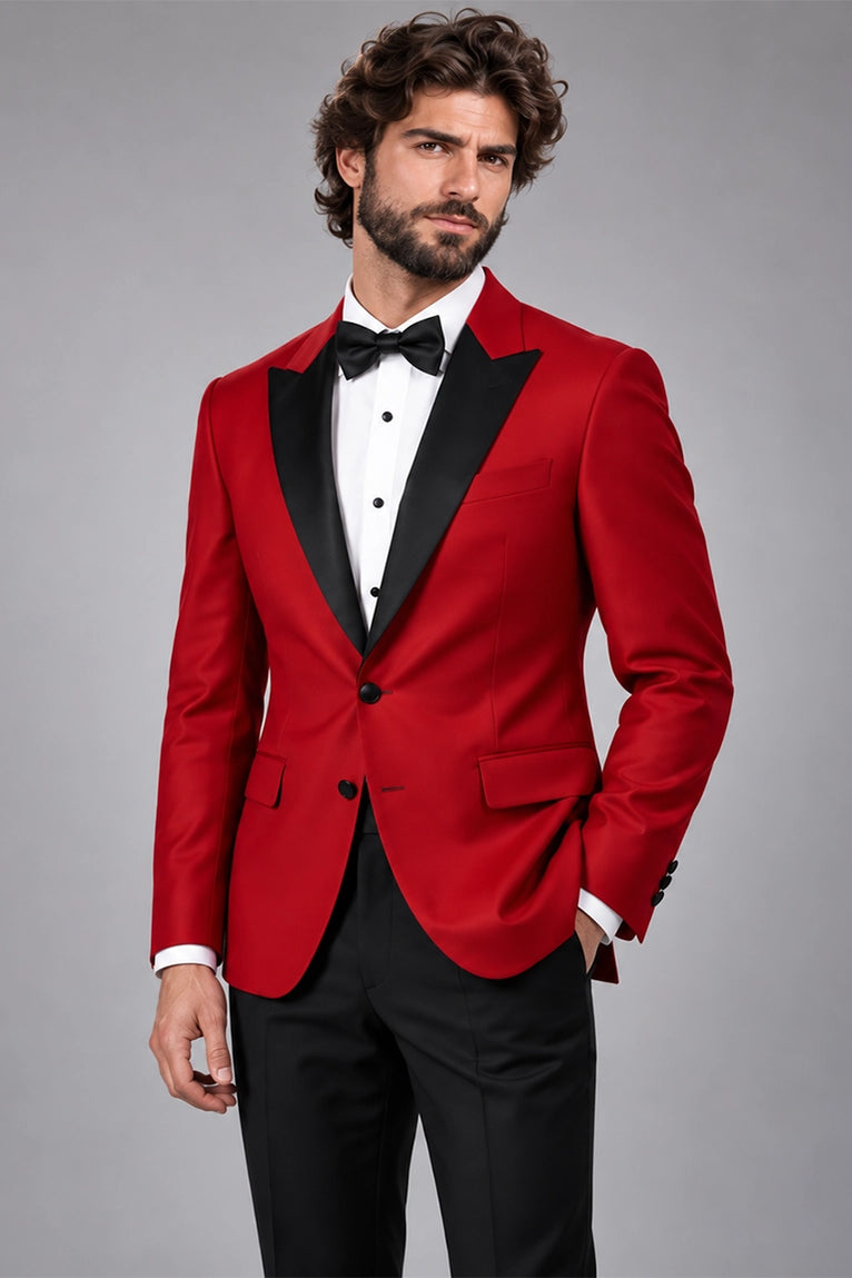 Shop Men's Red And Black 2 Piece Tuxedo - Suit Heritage