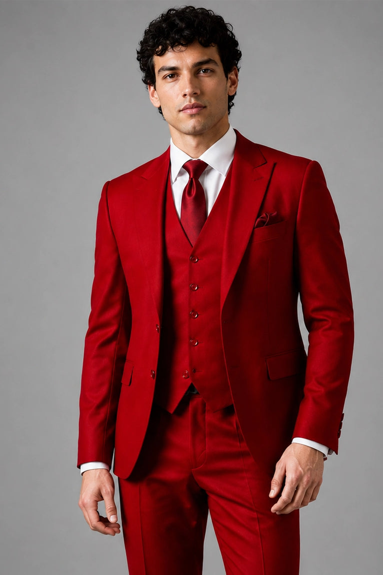 Shop Men's Red Formal Wedding 3 Piece Suit - Suit Heritage
