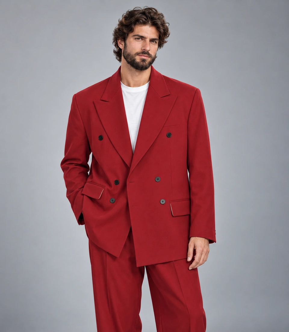 Shop Men's Red Loose Fit Double Breasted Suit -  Suit Heritage