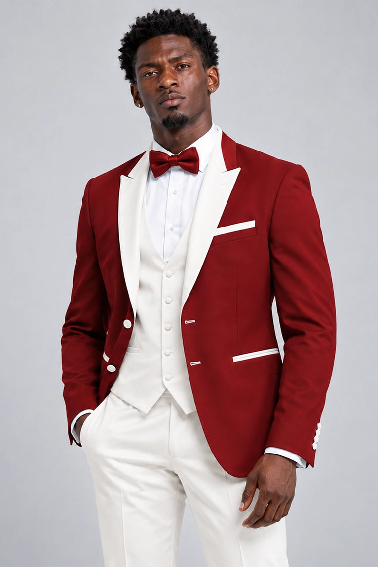 Shop Men's Red and White 3 Piece Tuxedo - Suit Heritage