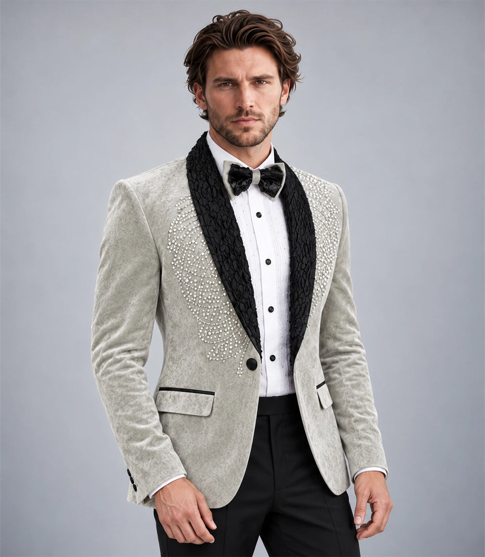 Shop Men's Sage Green Embroidered Velvet Tuxedo - Suit Heritage