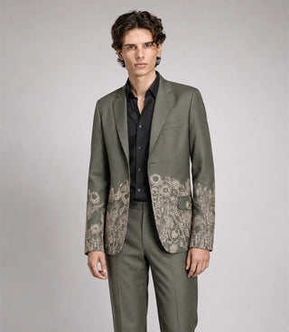 Shop Men's Sage green Floral Embroidered Suit - Suit Heritage