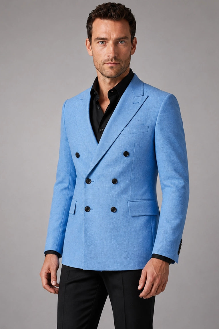 Shop Men's Sky Blue Double Breasted Suit - Suit Heritage
