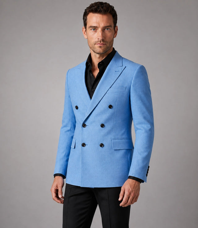 Shop Men's Sky Blue Double Breasted Suit - Suit Heritage